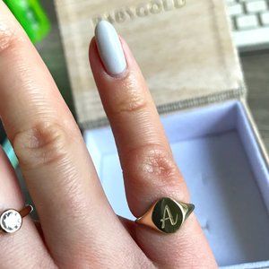NEW! 14K YELLOW GOLD SIGNET RING–ENGRAVED WITH "A"